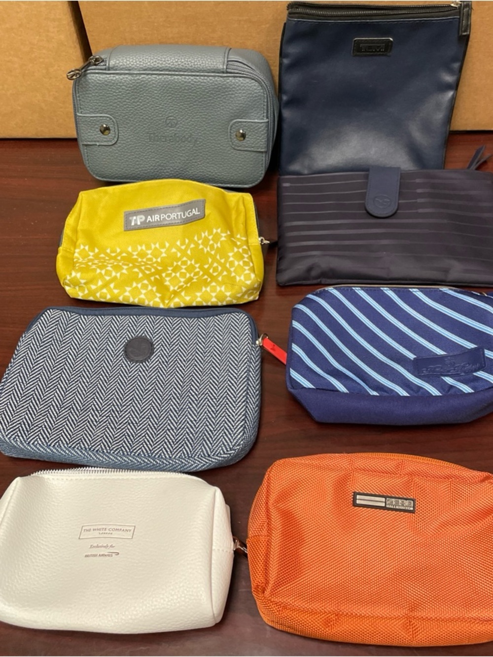 Airlines Travel Amenity Kit Toiletry Bags Halliburton Lufthansa Tumi Lot Of 8